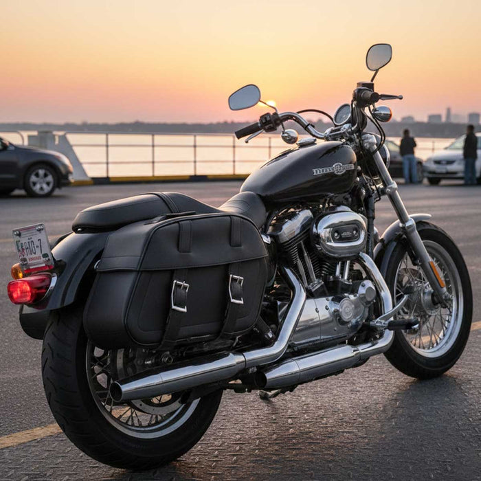 Milwaukee Leather SH611ZB Black Zip-Off PVC Throw Over Rounded Motorcycle Saddlebags