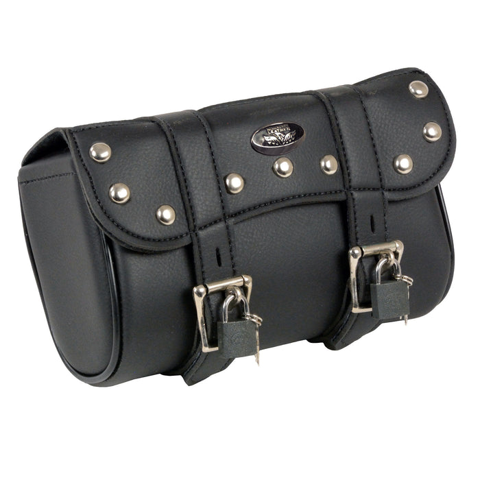 Milwaukee Leather SH616S Black Medium Studded PVC Motorcycle Tool Bag with Key Locks