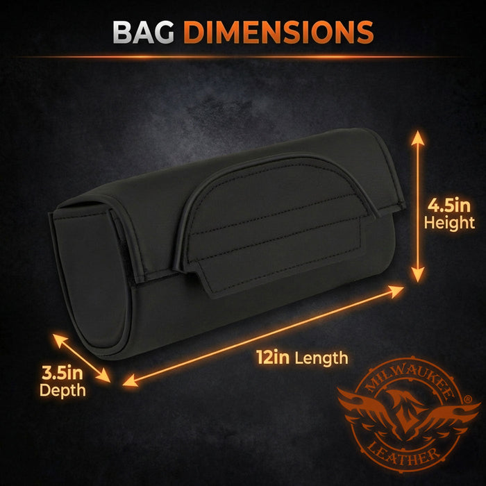 Milwaukee Leather SH621 Black PVC Motorcycle Tool Bag with Self FastenerClosure