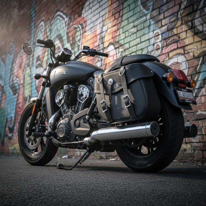 Milwaukee Leather SH629ZB Black Zip-Off PVC Motorcycle Throw Over Saddlebags with Rivets