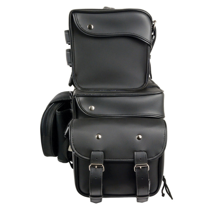 Milwaukee Leather SH65001 Large Black PVC  4-Piece Motorcycle Touring Tail Bag