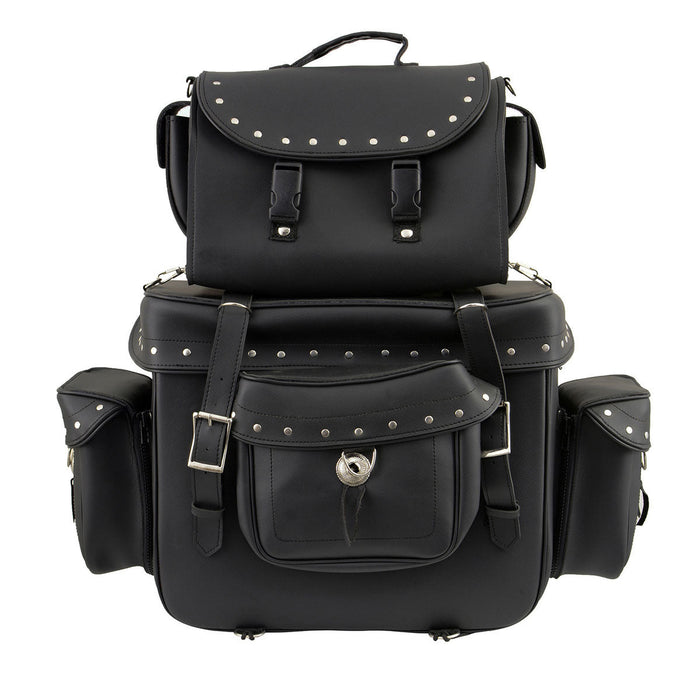 Milwaukee Leather SH660 Large Black 2-Piece PVC Motorcycle Touring Bag Pack
