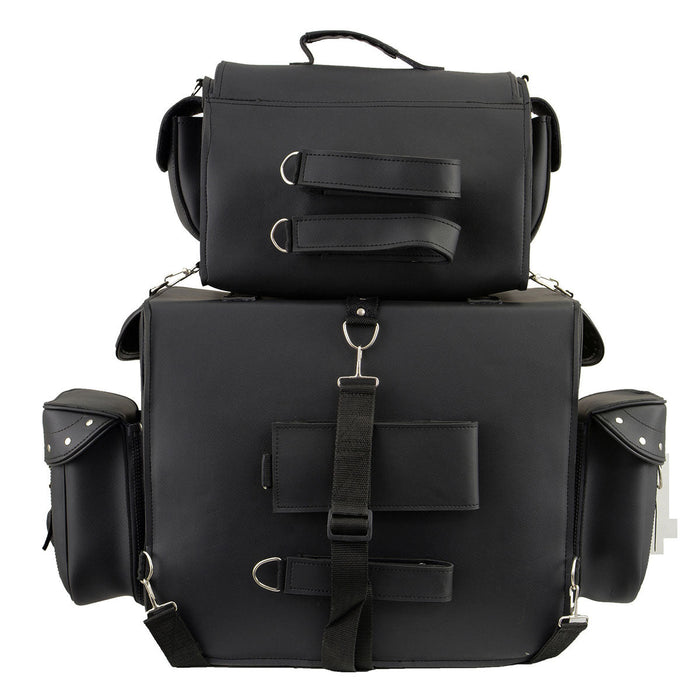 Milwaukee Leather SH660 Large Black 2-Piece PVC Motorcycle Touring Bag Pack