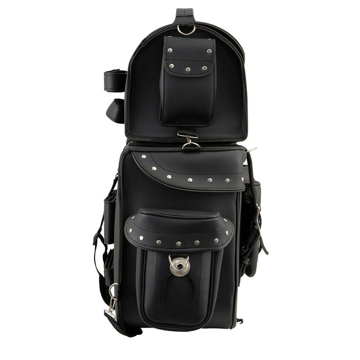 Milwaukee Leather SH660 Large Black 2-Piece PVC Motorcycle Touring Bag Pack