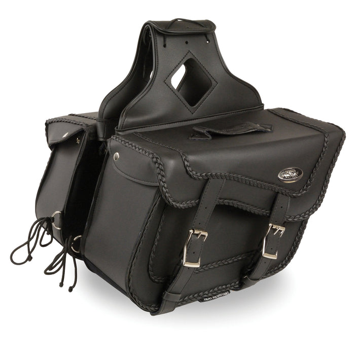 Milwaukee Leather SH664ZB Large Braided Zip Off PVC Throw Over Saddlebags