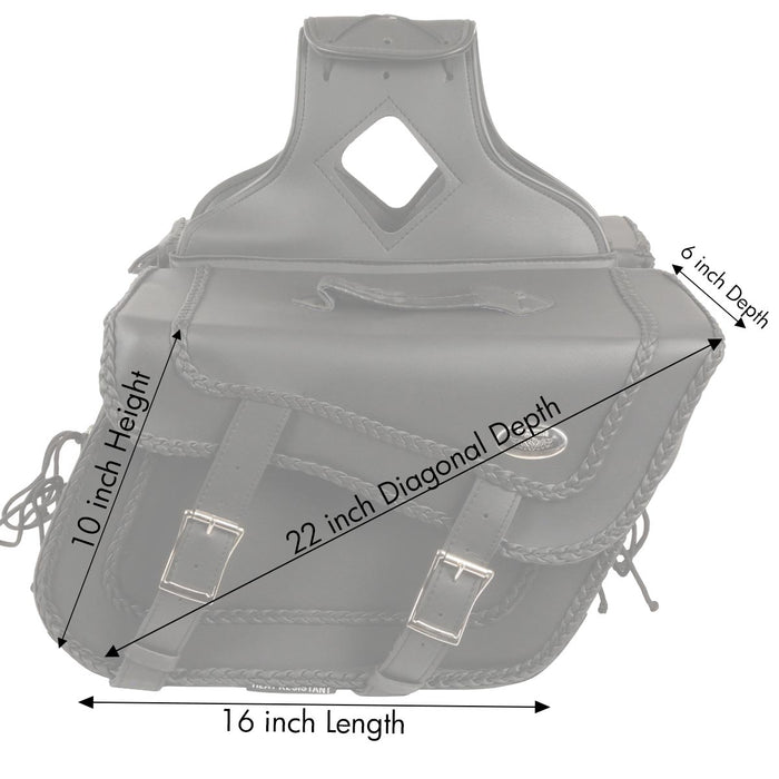 Milwaukee Leather SH664ZB Large Braided Zip Off PVC Throw Over Saddlebags