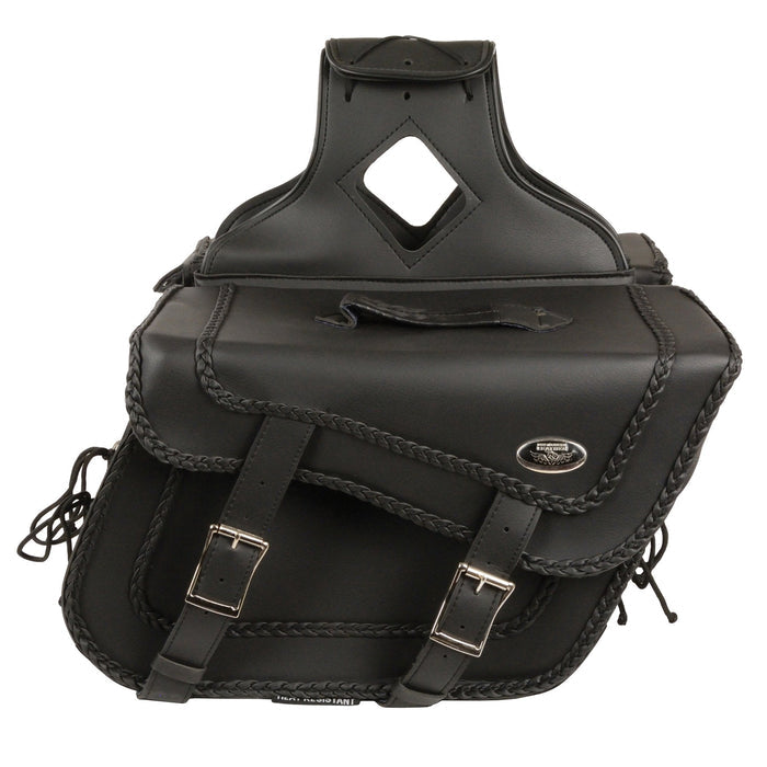 Milwaukee Leather SH664ZB Large Braided Zip Off PVC Throw Over Saddlebags