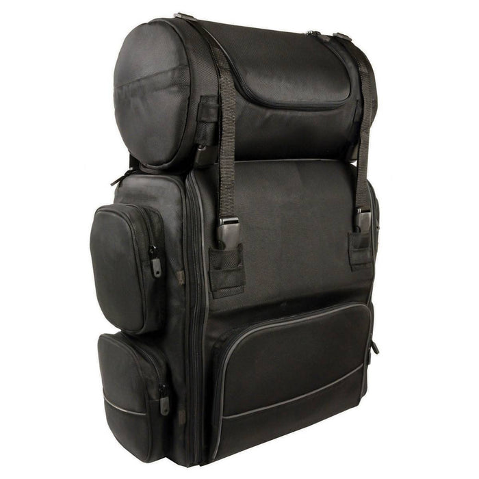 Milwaukee Leather SH680 Large Black Textile Motorcycle Sissy Bar Travel Bag