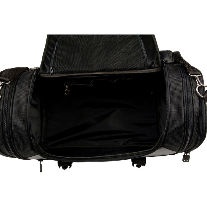 Milwaukee Leather SH694 Large Black Textile and PVC Duffel Style Motorcycle Rack Bag