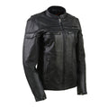 Milwaukee Leather SH8011 Women's Black Leather Sporty Scooter Crossover Biker  Jacket