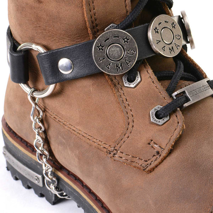 Milwaukee Leather Silver 44 MAG Medallion Boot Chain with Adjustable Strap - MLA3004
