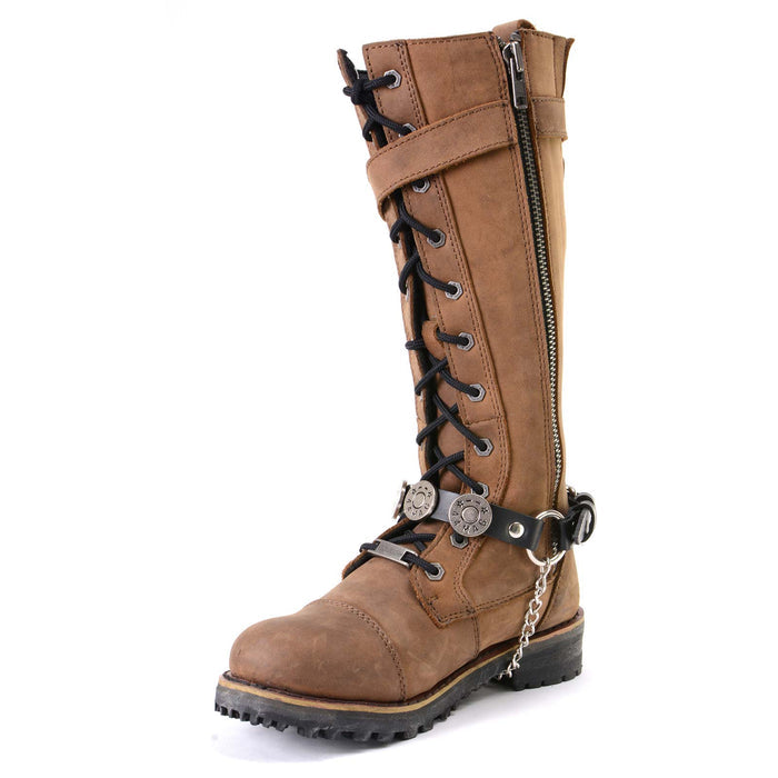 Milwaukee Leather Silver 44 MAG Medallion Boot Chain with Adjustable Strap - MLA3004