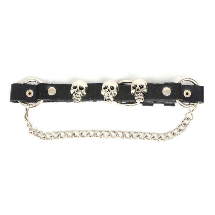 Milwaukee Leather Silver Classic Skull Heads Biker Chain for Motorcycle Boots - MLA3007