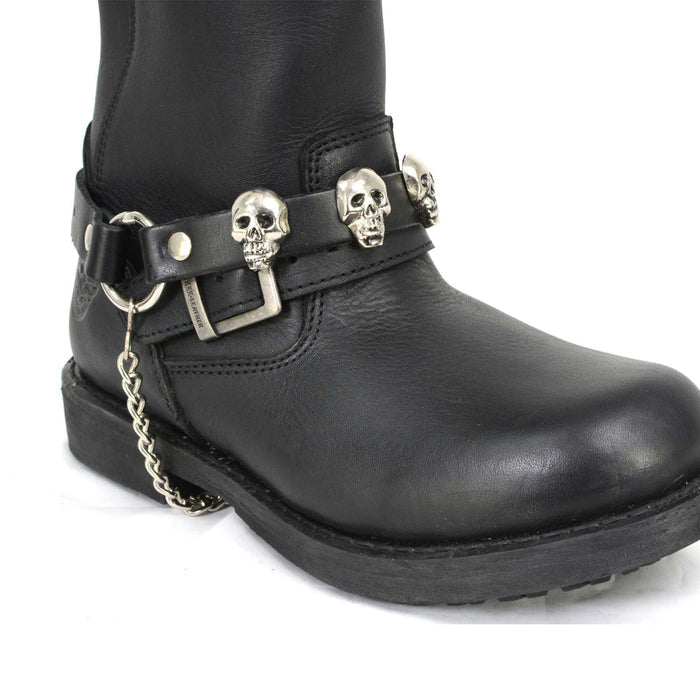 Milwaukee Leather Silver Classic Skull Heads Biker Chain for Motorcycle Boots - MLA3007