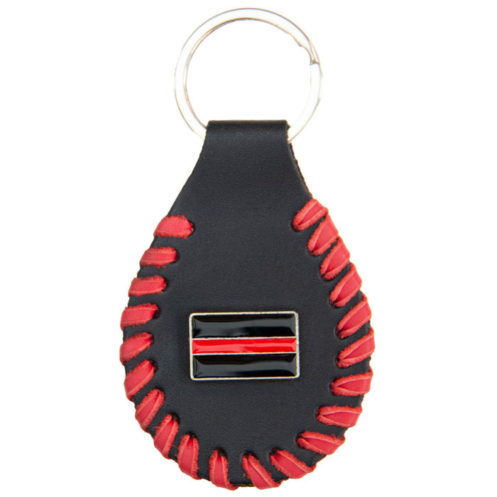 Milwaukee Leather Thin Red Line Head Pewter Emblem Key Chain - MLA9507