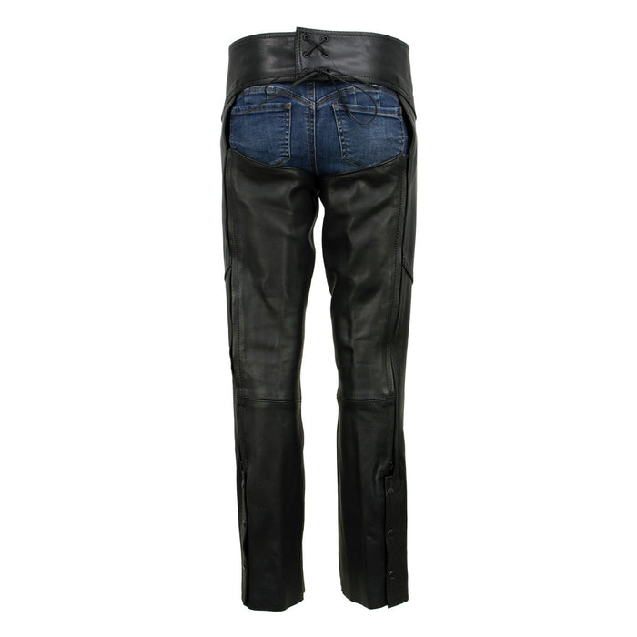 Milwaukee Leather USA MADE MLCHL5001 Women's Black Shade Premium Leather Motorcycle Chaps