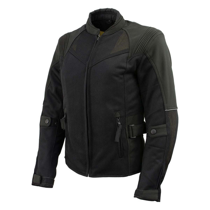 Milwaukee Leather Women's Be Cool Black Textile Motorcycle Jacket w/ CE Armor - MPL22705