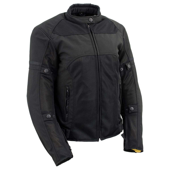 Milwaukee Leather Women's Cool Racer Black Textile Motorcycle Jacket w/ CE Armor - MPL22704