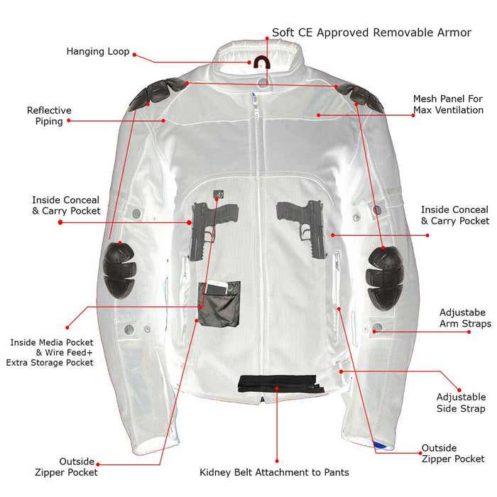 Milwaukee Leather Women's Cool Racer Black Textile Motorcycle Jacket w/ CE Armor - MPL22704
