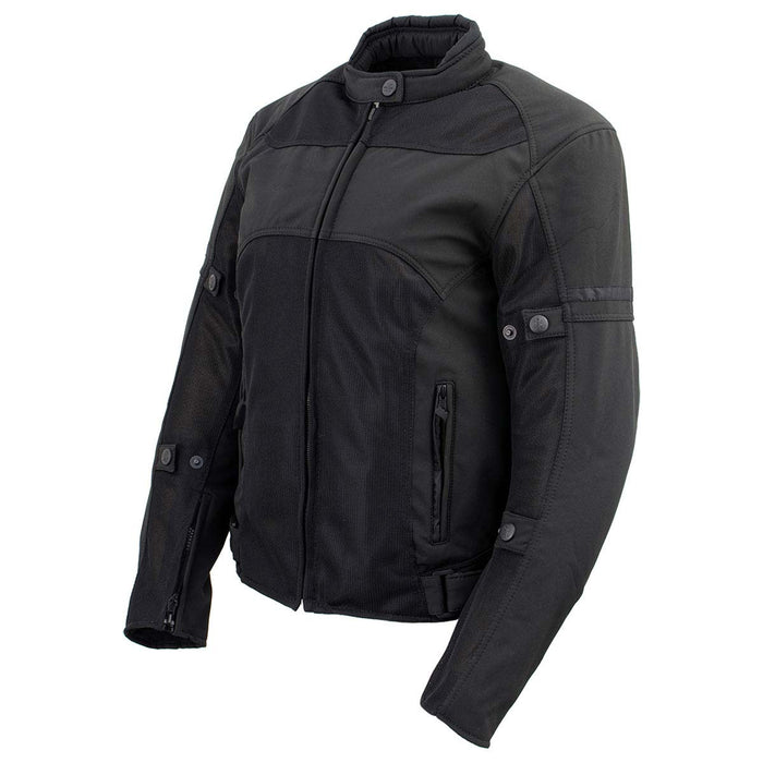 Milwaukee Leather Women's Cool Racer Black Textile Motorcycle Jacket w/ CE Armor - MPL22704