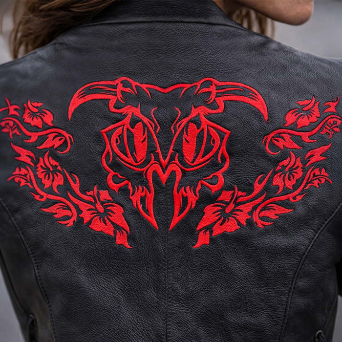 Milwaukee Leather Women's Gemma Black/Red Leather Motorcycle Vest with Side Laces - LKL4718