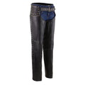 Milwaukee Leather Women's Rivet Rose Black Leather Motorcycle Chaps w/ Rivet and D-Ring Accents - MLL6503