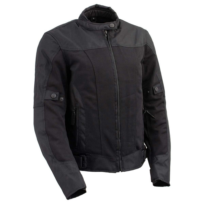 Milwaukee Leather Women's Shade Black Textile Motorcycle Jacket w/ CE Armor - MPL22706