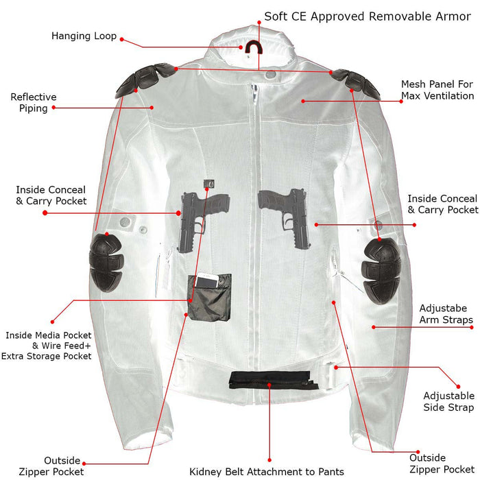 Milwaukee Leather Women's Shade Black Textile Motorcycle Jacket w/ CE Armor - MPL22706