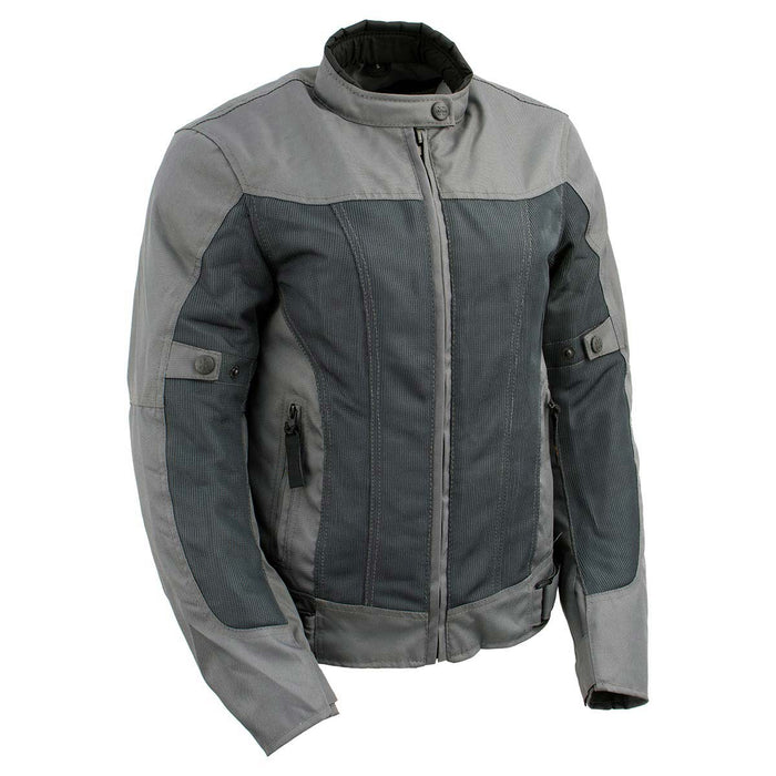 Milwaukee Leather Women's Shade Black/Grey Textile Motorcycle Jacket w/ CE Armor - MPL22707