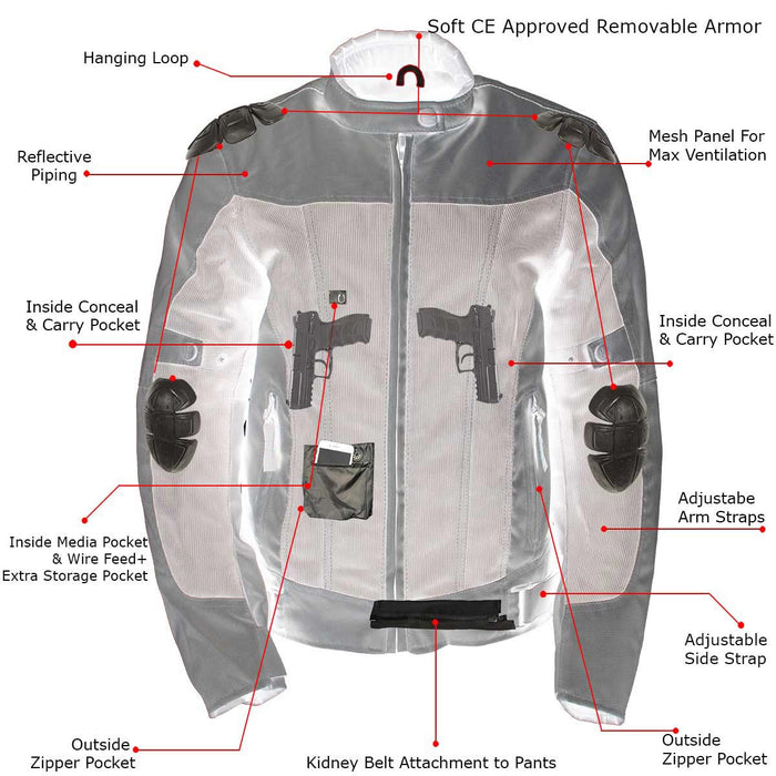 Milwaukee Leather Women's Shade Black/Grey Textile Motorcycle Jacket w/ CE Armor - MPL22707