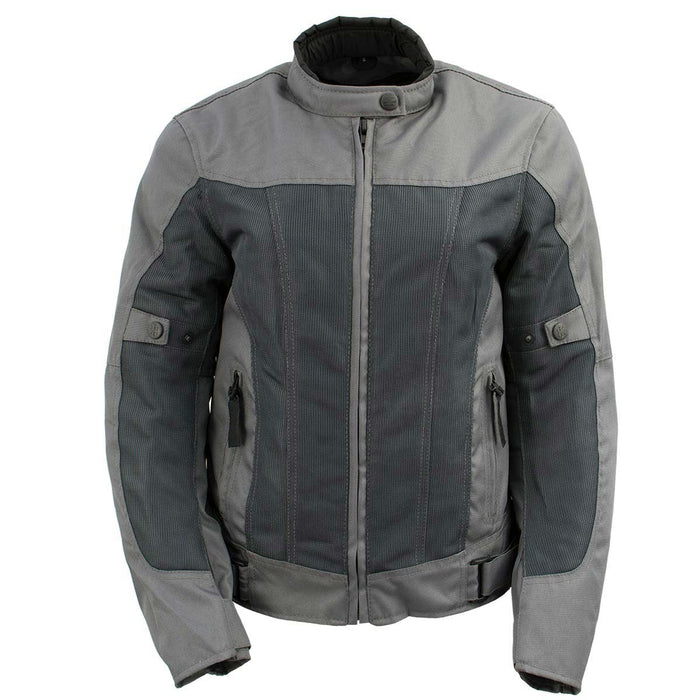 Milwaukee Leather Women's Shade Black/Grey Textile Motorcycle Jacket w/ CE Armor - MPL22707