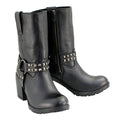 Milwaukee Leather Women's Stud Rebel Black Leather Harness Motorcycle Boots - MBL9314