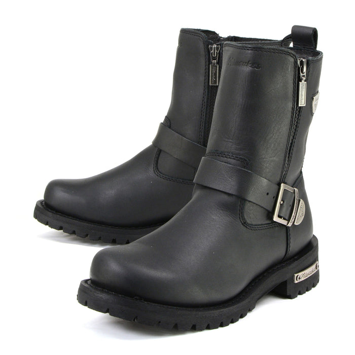 MMCC MB407 Men's Afterburner Black Leather Biker Boots - Riding Footwear