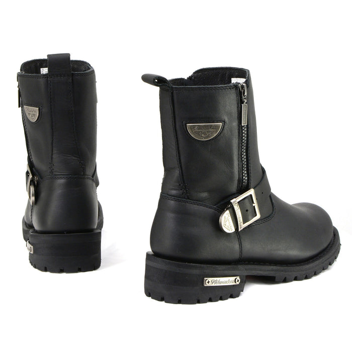 MMCC MB407 Men's Afterburner Black Leather Biker Boots - Riding Footwear