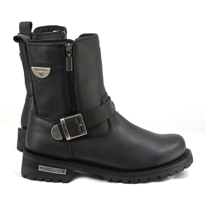 MMCC MB407 Men's Afterburner Black Leather Biker Boots - Riding Footwear
