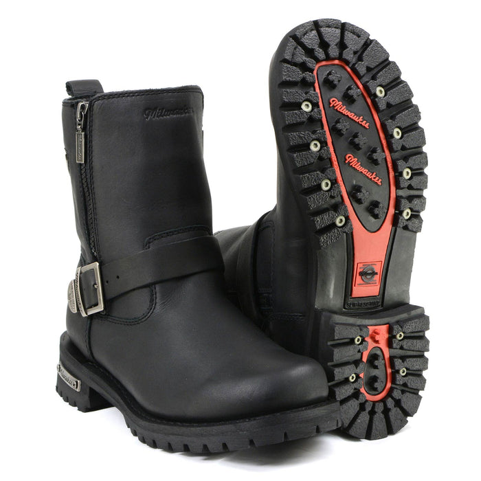 MMCC MB407 Men's Afterburner Black Leather Biker Boots - Riding Footwear