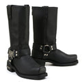 MMCC Men's Black Leather Motorcycle Boots - MB410