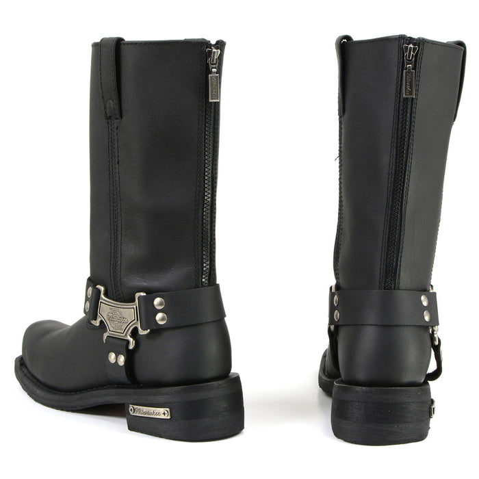 MMCC Men's Black Leather Motorcycle Boots - MB410