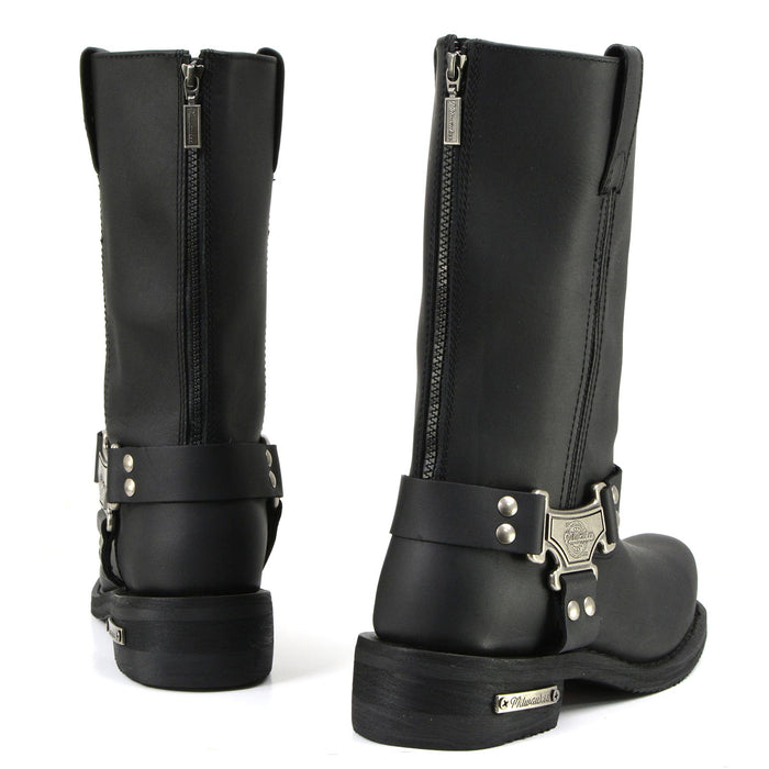 MMCC Men's Black Leather Motorcycle Boots - MB410