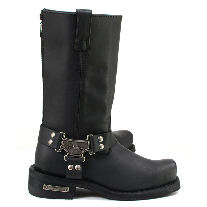 MMCC Men's Black Leather Motorcycle Boots - MB410