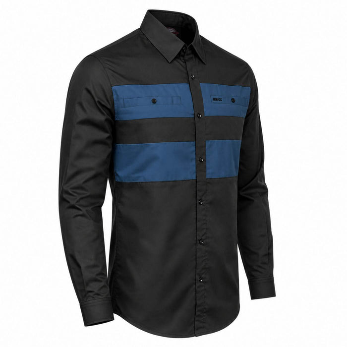 MMCC Men's Block Shift Long Sleeve Mechanic Shop Shirt - Microfiber Panel - MMC16154