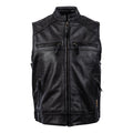 MMCC Men's Ducktail Black Leather Motorcycle Vest - MV3520