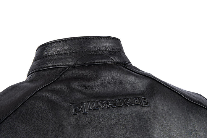 MMCC Men's Ducktail Black Leather Motorcycle Vest - MV3520