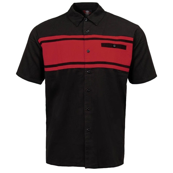 MMCC Men's Gear Head Black/Red Mechanic Shirt - Microfiber Panel - MMC16020