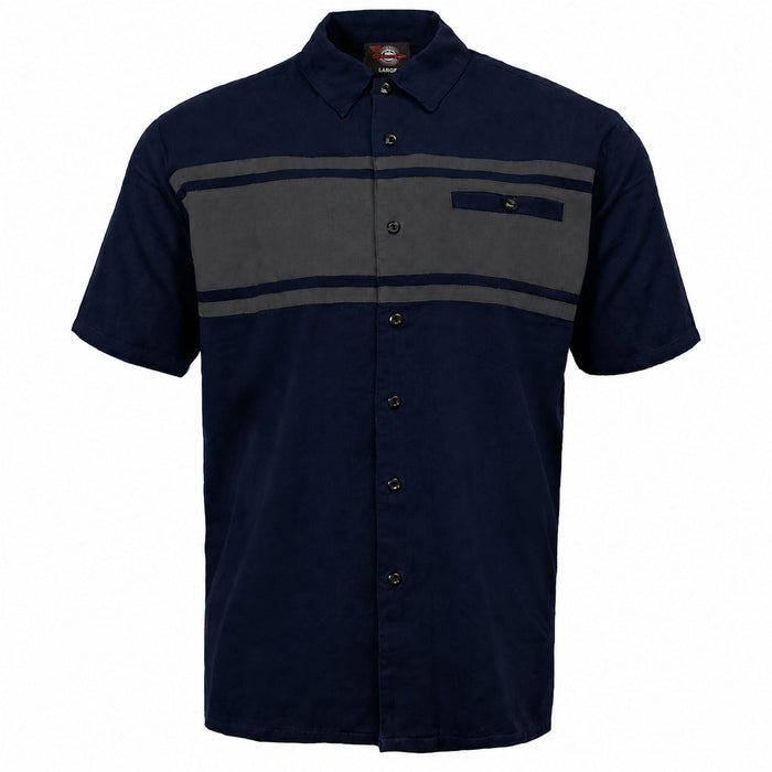 MMCC Men's Gear Head Blue/Grey Mechanic Shirt - Microfiber Panel - MMC16019