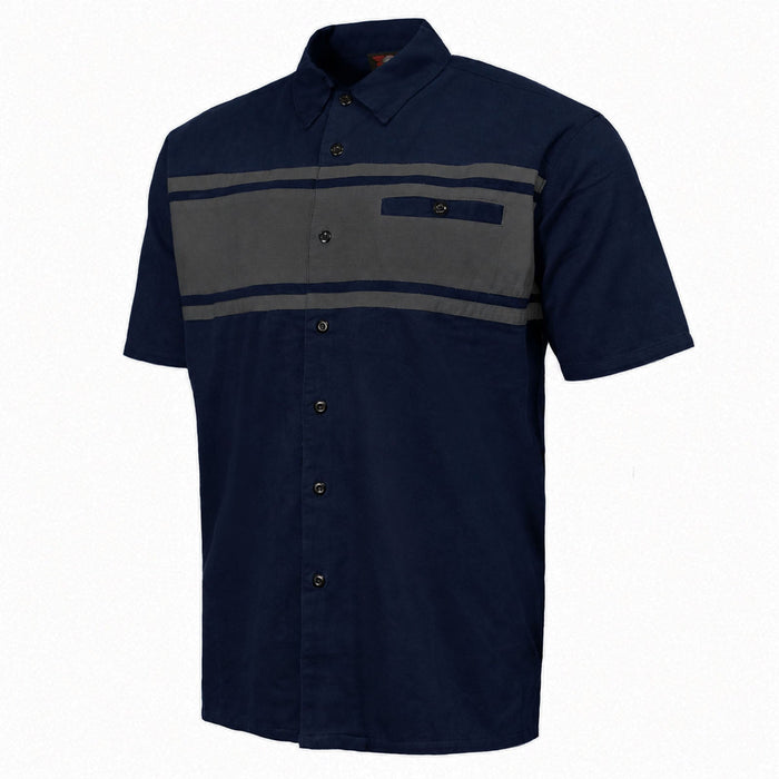 MMCC Men's Gear Head Blue/Grey Mechanic Shirt - Microfiber Panel - MMC16019
