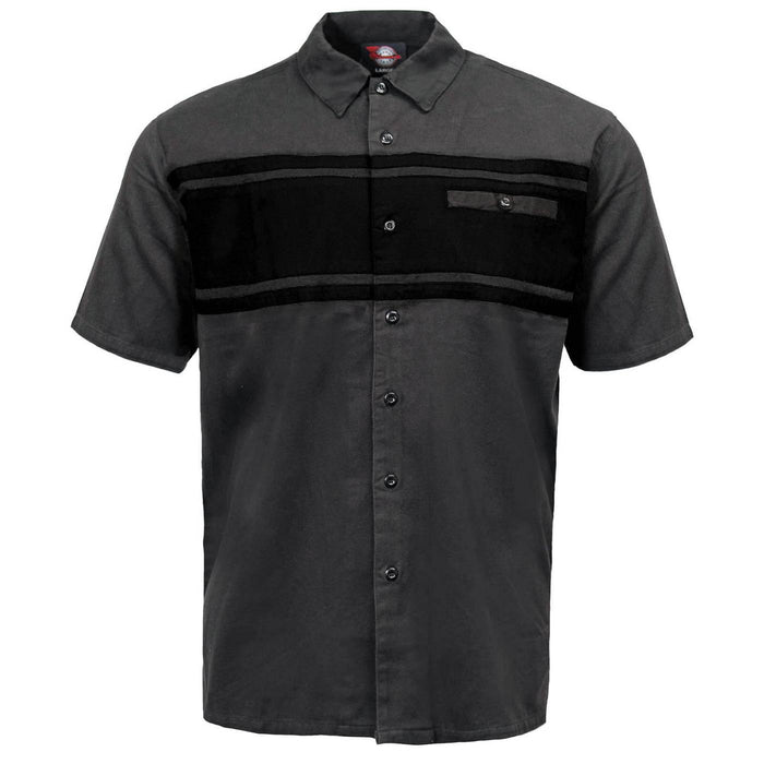 MMCC Men's Gear Head Grey/Black Mechanic Shirt - Microfiber Panel - MMC16017