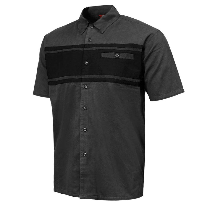 MMCC Men's Gear Head Grey/Black Mechanic Shirt - Microfiber Panel - MMC16017