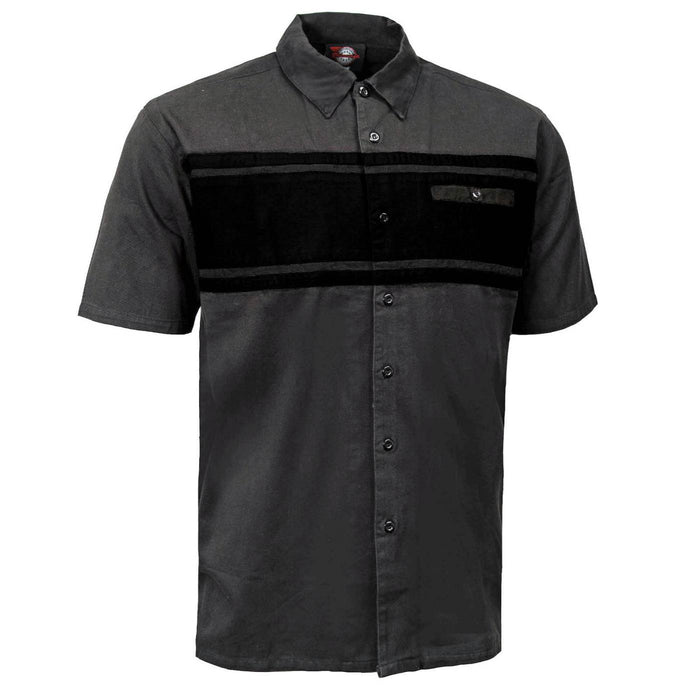 MMCC Men's Gear Head Grey/Black Mechanic Shirt - Microfiber Panel - MMC16017