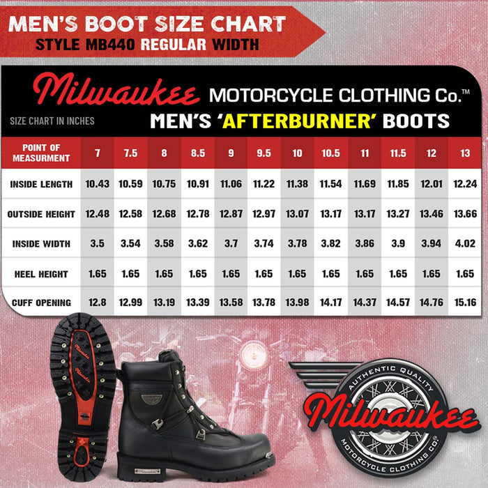 MMCC Men's Throttle Black Leather Motorcycle Boots - MB440